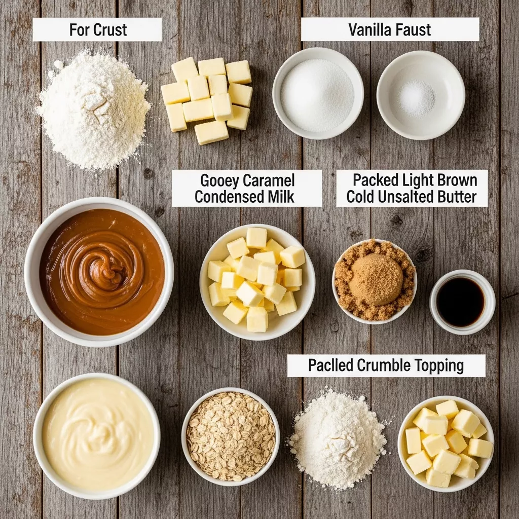 Ingredients for Irresistible Gooey Caramel Crush Bars