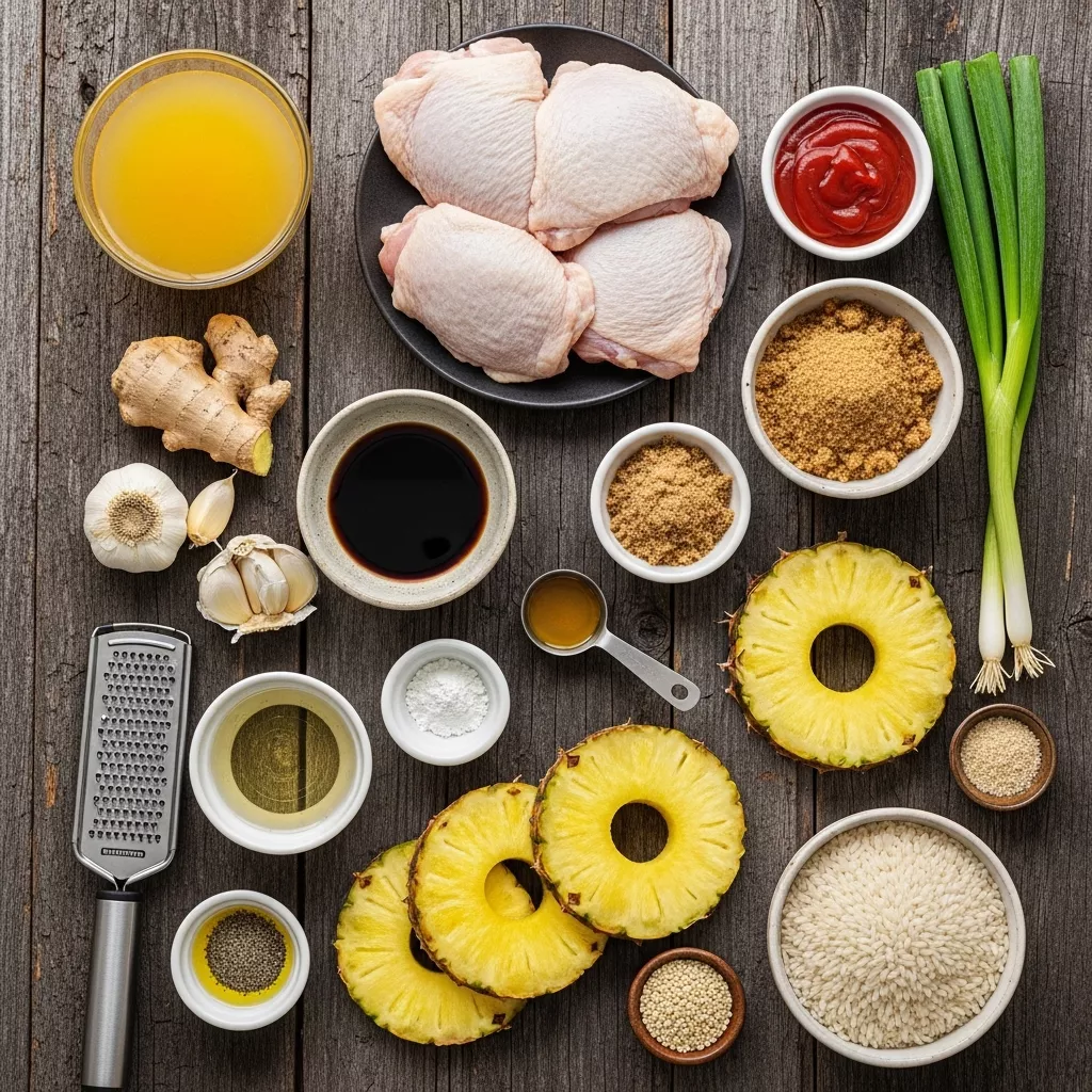 Ingredients for Golden Hawaiian Huli Huli Chicken & Pineapple Stacks