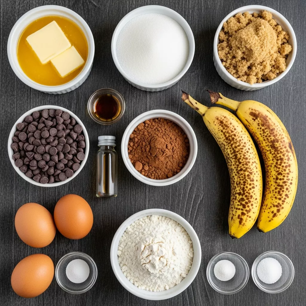 Ingredients for Ultimate Fudgy Banana Bread Brownies: The Best of Both Worlds