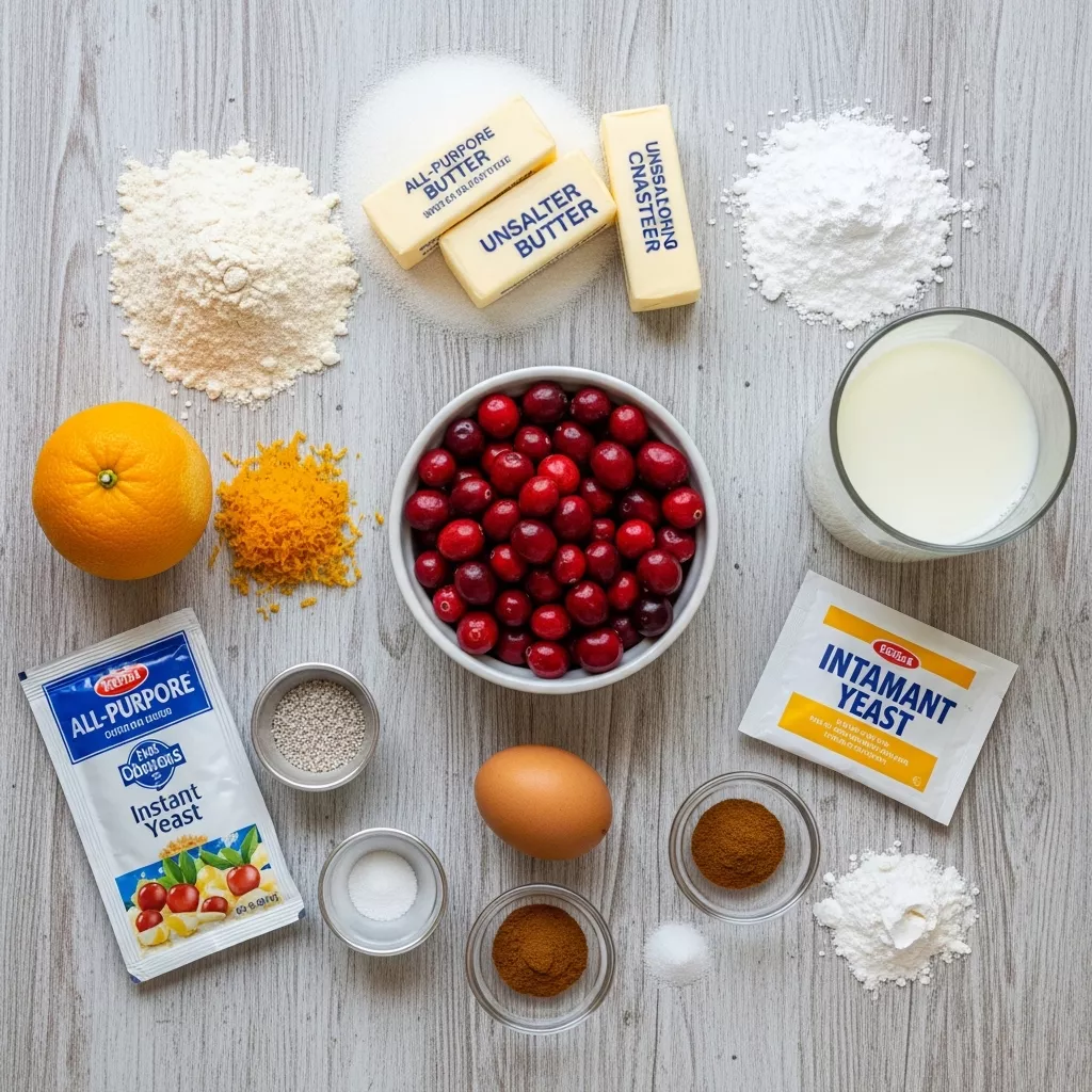 Ingredients for Bright Morning Cranberry Swirls with Zesty Orange Kiss