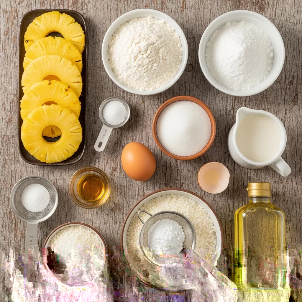 Ingredients for Golden Fried Pineapple Rings with Toasted Coconut Crust