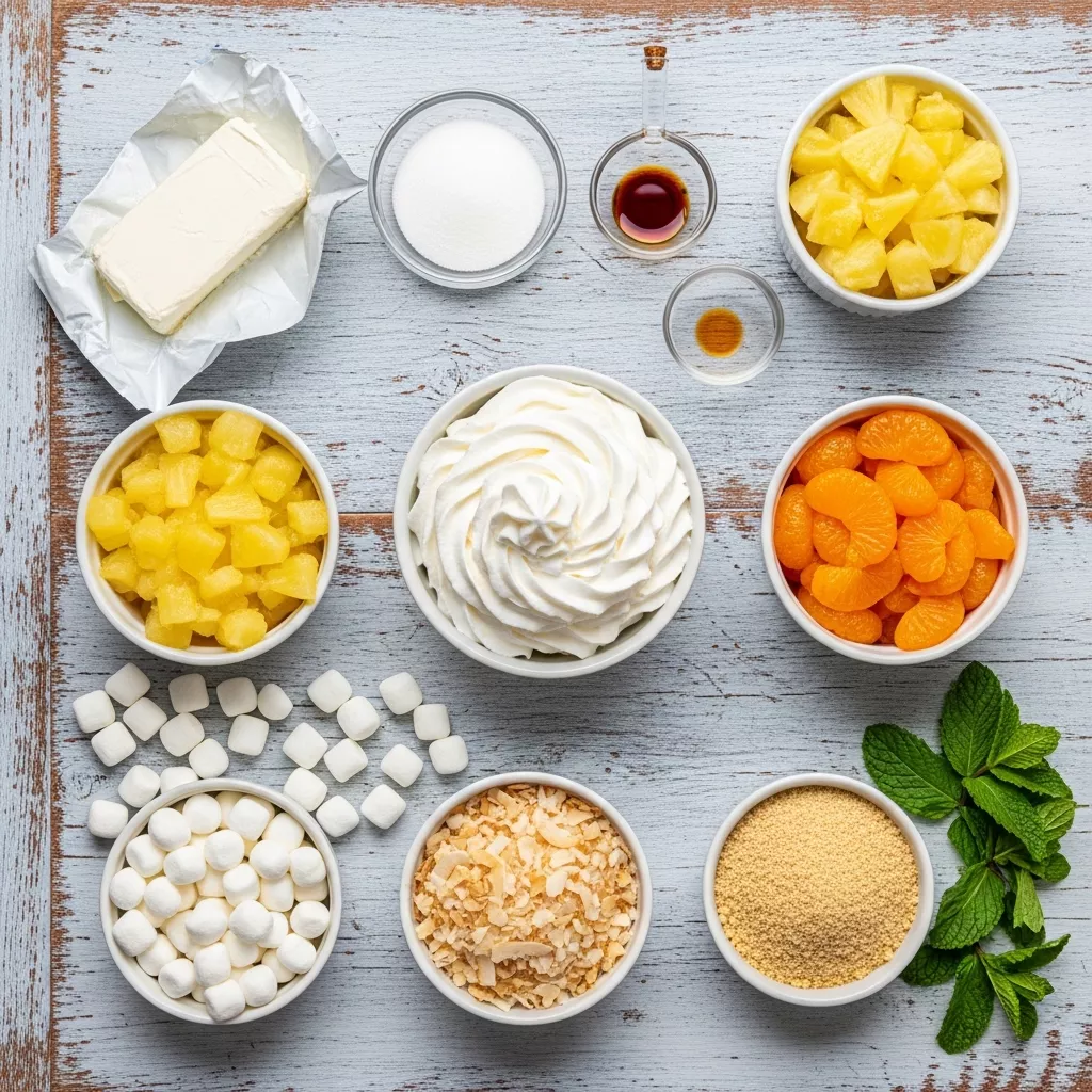 Ingredients for Tropical Dream No-Bake Hawaiian Cheesecake Salad