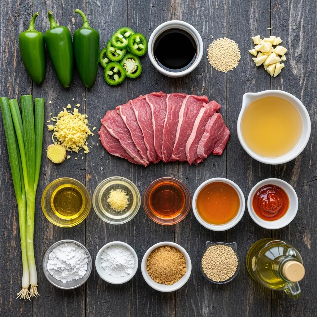 Ingredients for Sizzling Sweet Heat Jalapeño Beef Stir-Fry
