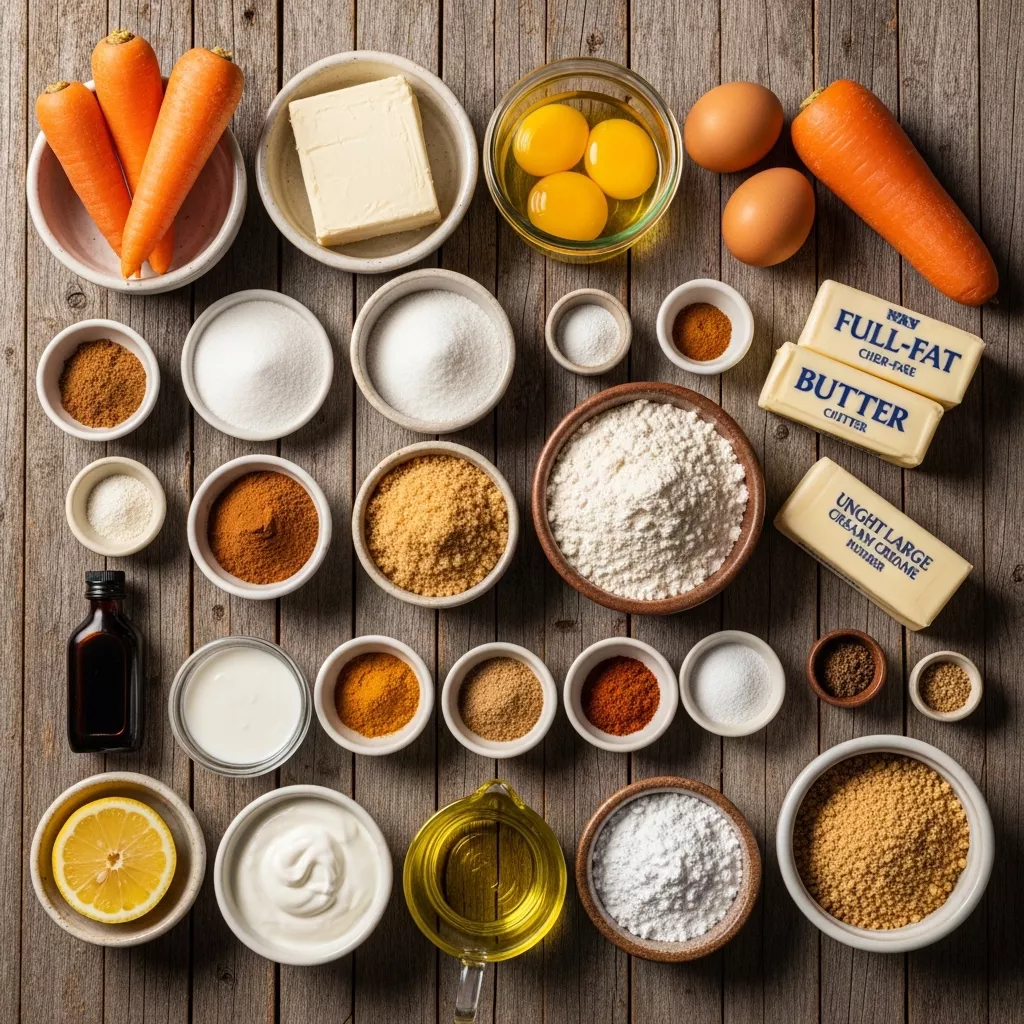 Ingredients for The Heavenly Carrot Cake Cheesecake Fusion
