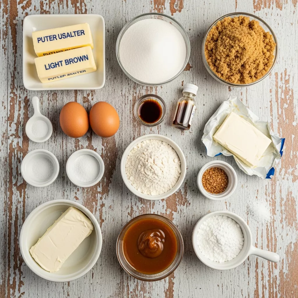 Ingredients for Irresistible Salted Caramel Cheesecake Stuffed Cookies