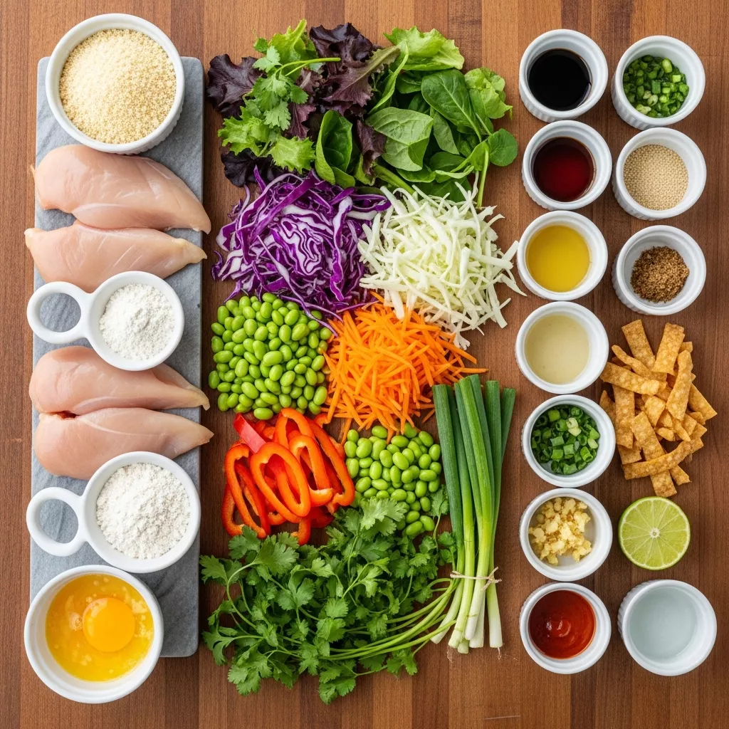Ingredients for Quick Crispy Asian Chicken Crunch Salad
