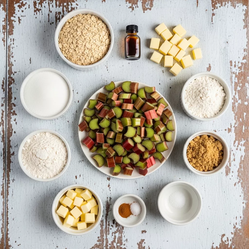 Ingredients for Golden Hour Rhubarb Crisp: A Jammy Tart Delight