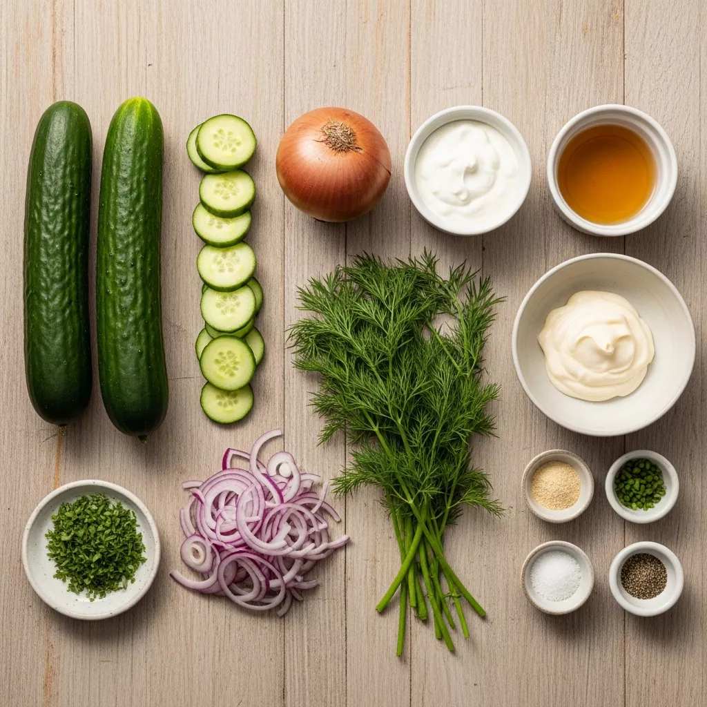 Ingredients for Crisp Cucumber Bliss Ranch Salad
