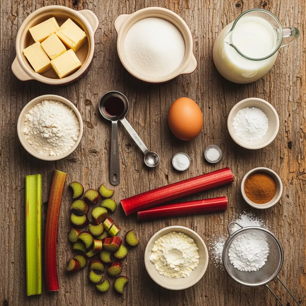 Ingredients for Norwegian Rhubarb Bliss: Tender-Crusted Farmhouse Cake