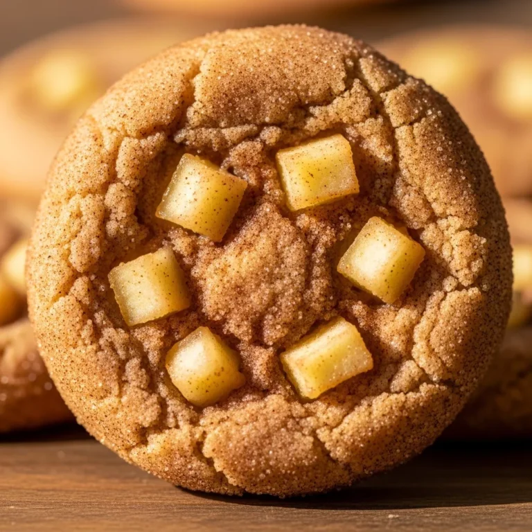 Pile of freshly baked Golden Apple Spiced Snickerdoodles on a rustic wooden board, dusted with cinnamon sugar.