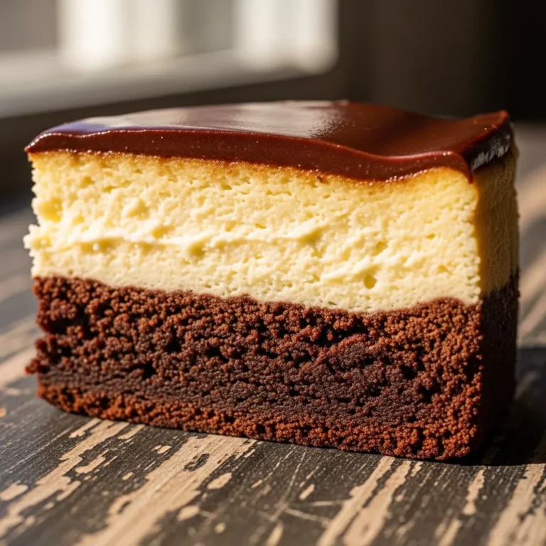 Decadent Double-Layer Dream The Ultimate Brownie Cheesecake recipe card image.