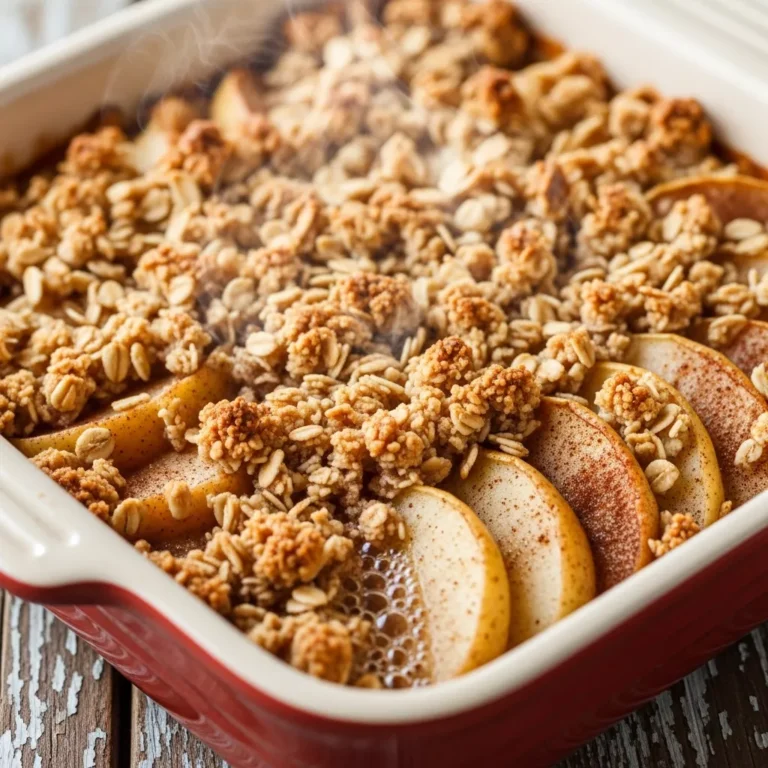 A serving of warm Wholesome Spiced Apple Oat Crumble in a bowl, ready to enjoy.