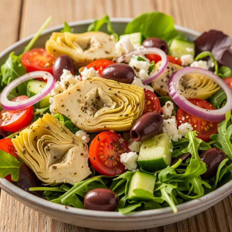 Tuscan Artichoke & Tomato Salad Bowl, a healthy Mediterranean recipe.