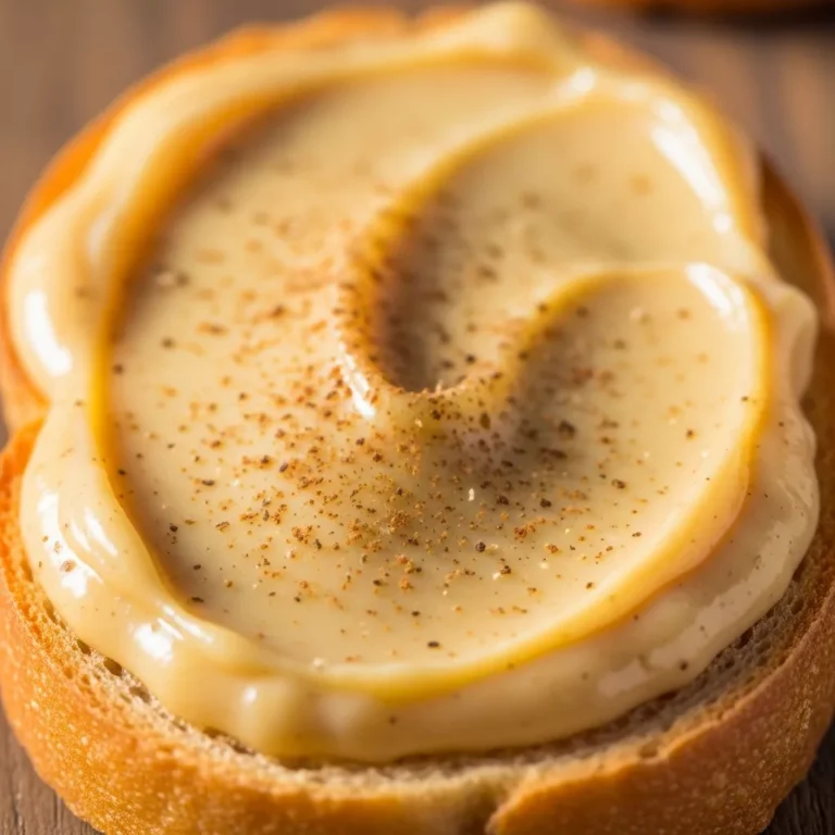 Slice of golden toast topped with creamy, spiced Velvety Holiday Eggnog Breakfast Jam and a sprinkle of nutmeg.