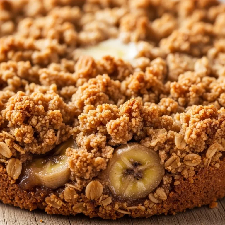 A serving of Golden Spiced Banana Oat Crumble in a bowl, ready to be enjoyed.
