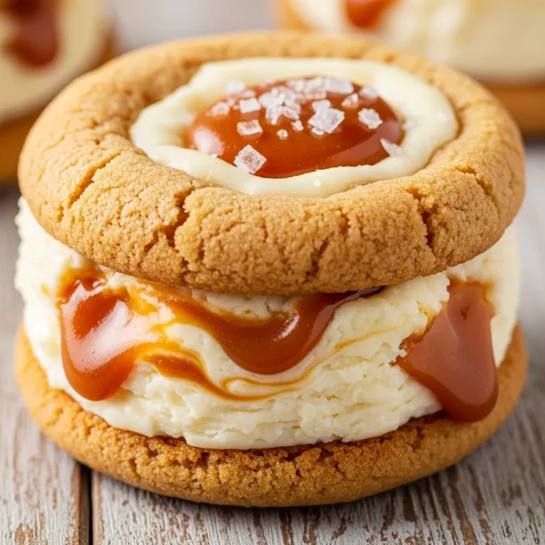 Plate of freshly baked salted caramel cheesecake stuffed cookies, golden with visible caramel and cheesecake.
